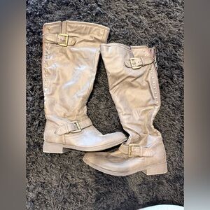 Cactus Taupe Over the Knee Boots with Buckles